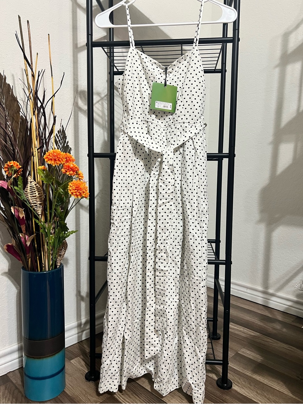 NWT Kate Spade White and Black Polka Dot Maxi Dress size XS